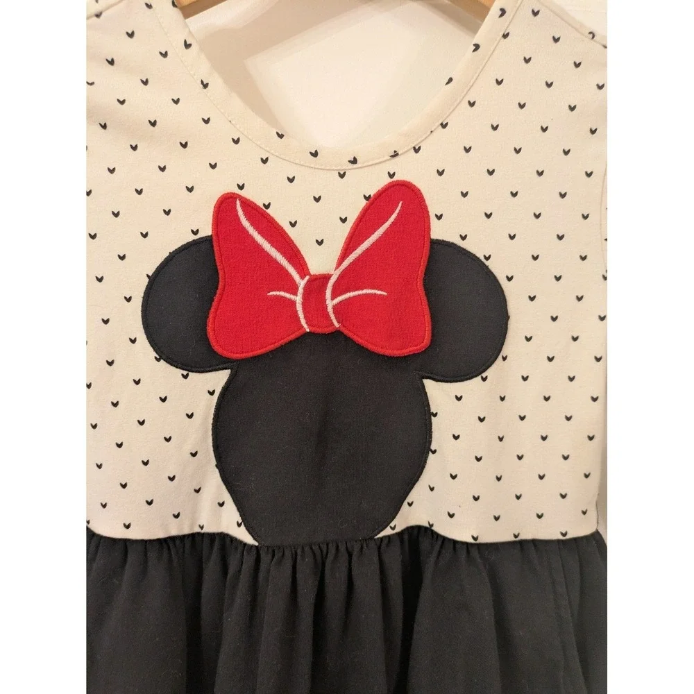 Disney Hanna Andersson Minnie Mouse Dress Girls Size 8 Black White Long‎ Sleeve